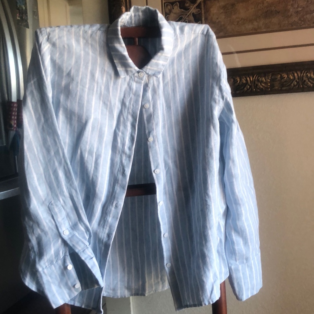 Reformation over size strip blouse Sz. L